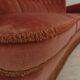 1970s, 3-seater Danish curved sofa, pink furniture velour.