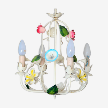 Lustre plafonnier design fleurs des années 60 art nouveau