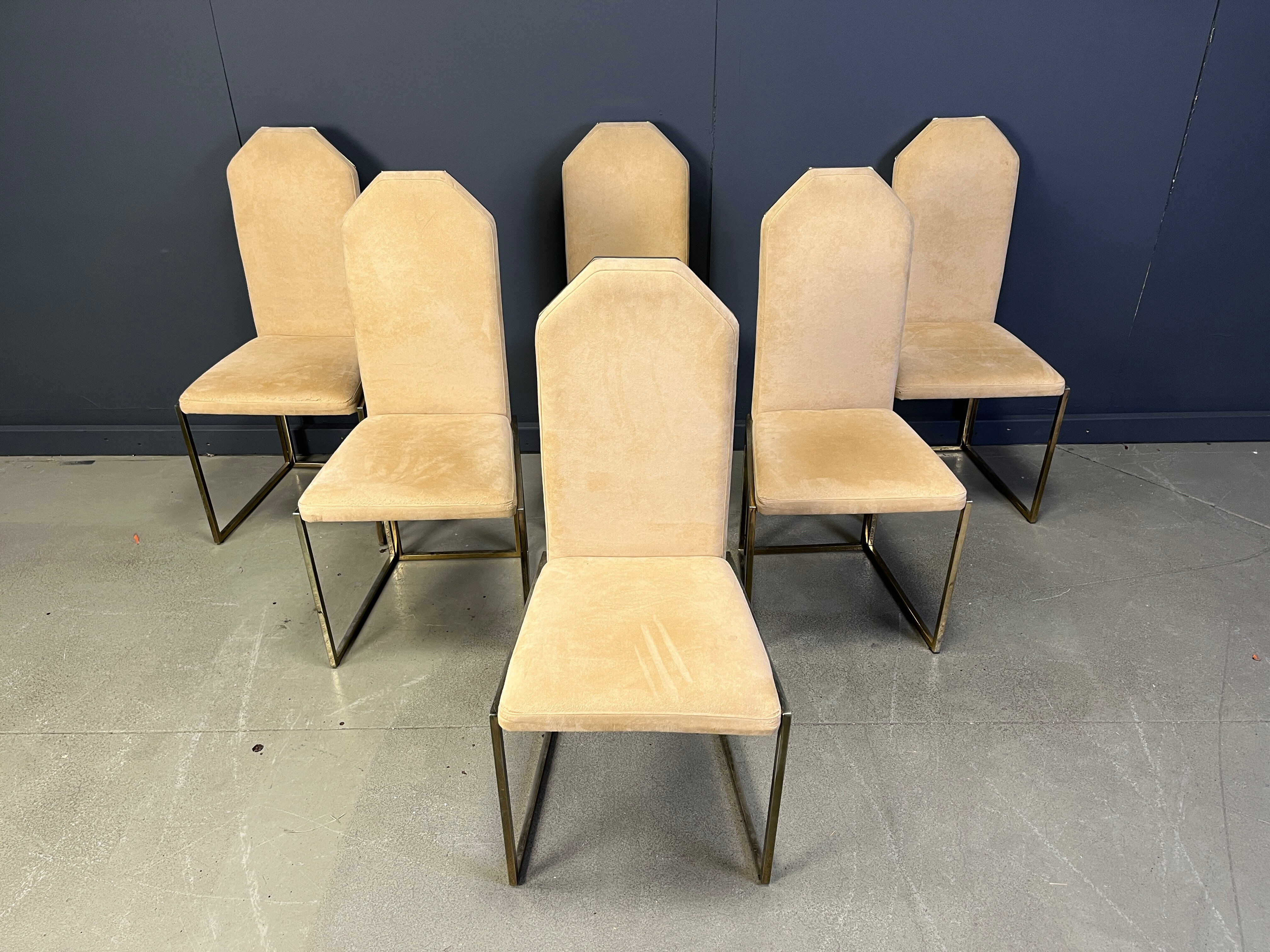 Vintage brass dining chairs by Belgochrom, 1970s