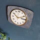 Vintage clock rectangular silent wall clock "Golden Blue Spotlight"