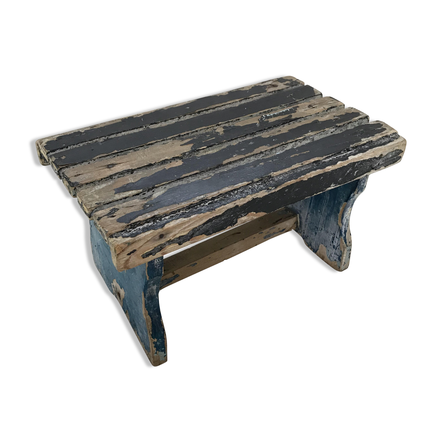 Wooden blue and black stool