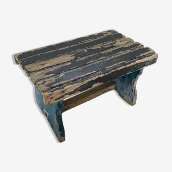 Wooden blue and black stool