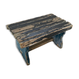 Tabouret en bois bleu et noir