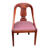 Gondola office chair in solid wood and burgundy fabric 1950