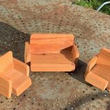 Set of furniture for dolls and dolls' houses, handcrafted, consisting of a sofa and two armchairs