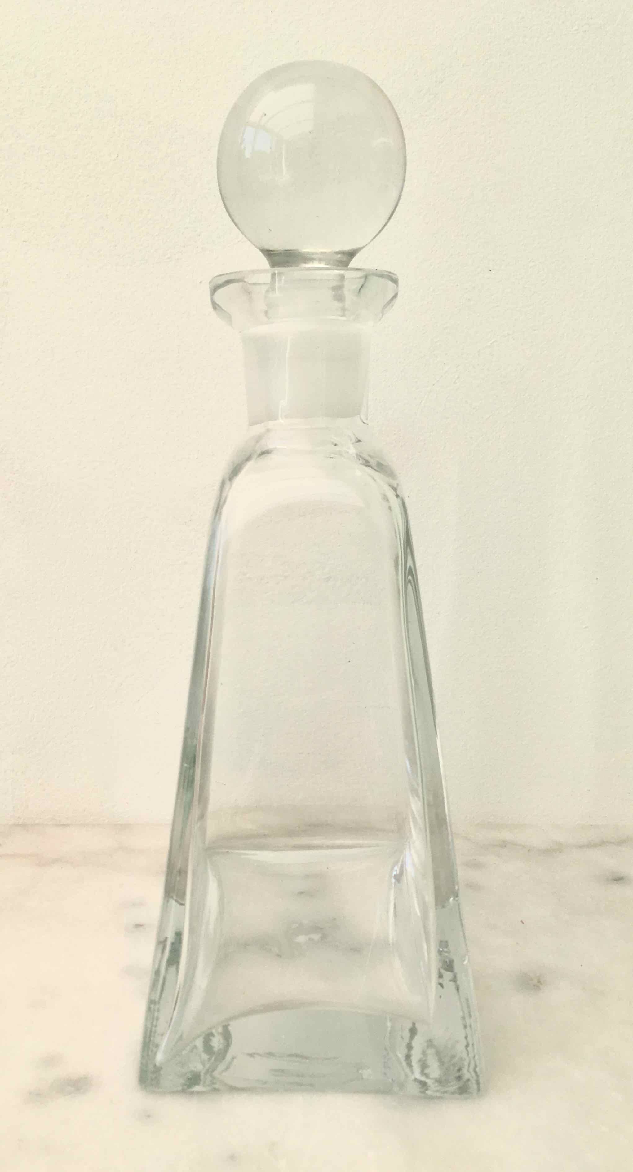 Thick glass carafe bottle 80s