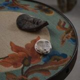 Art Nouveau, round side table with floral glass top, Danish cabinetmaker, 1920s