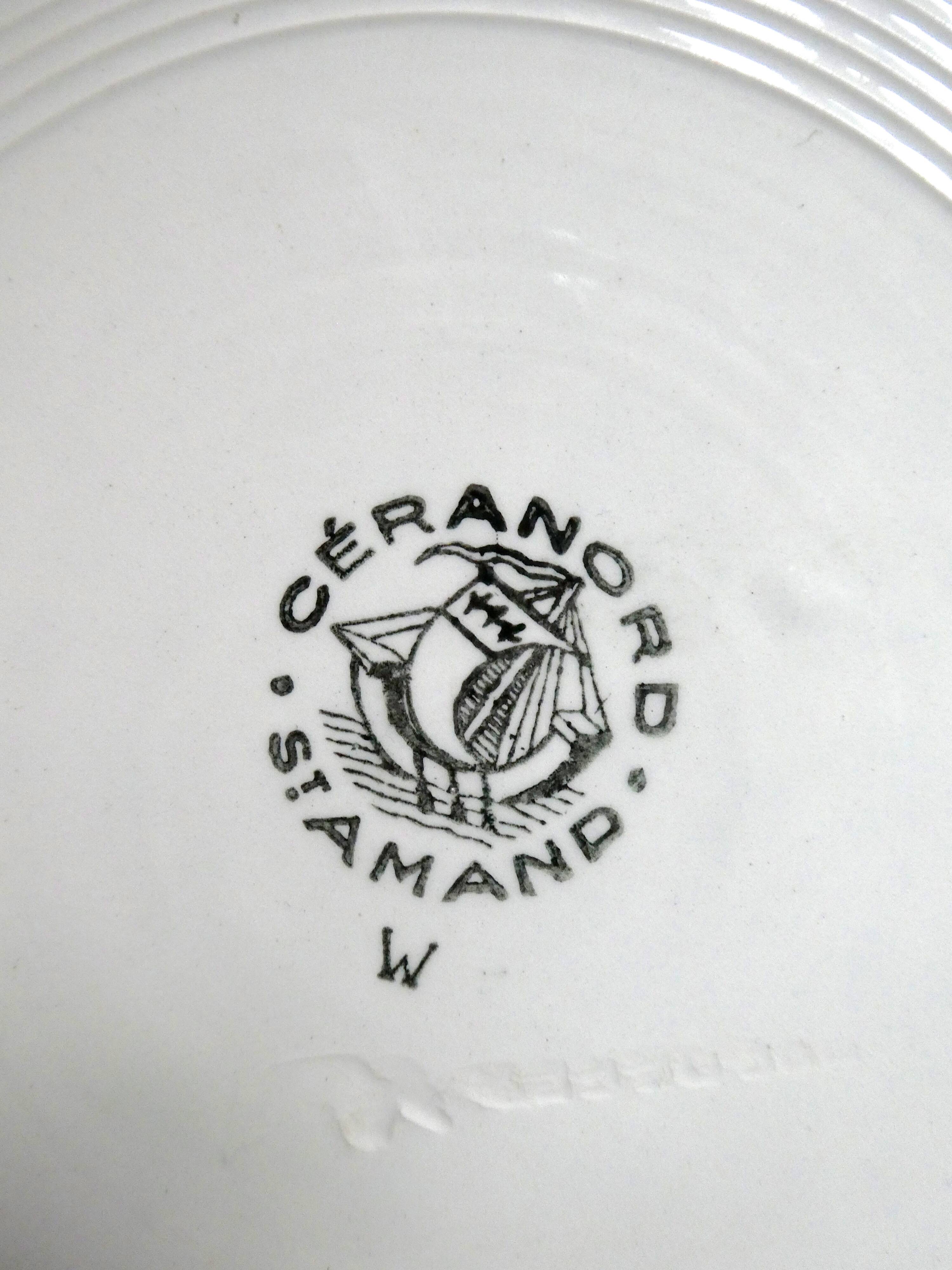 Set of 6 dinner plates ceramic Saint Amand 50s