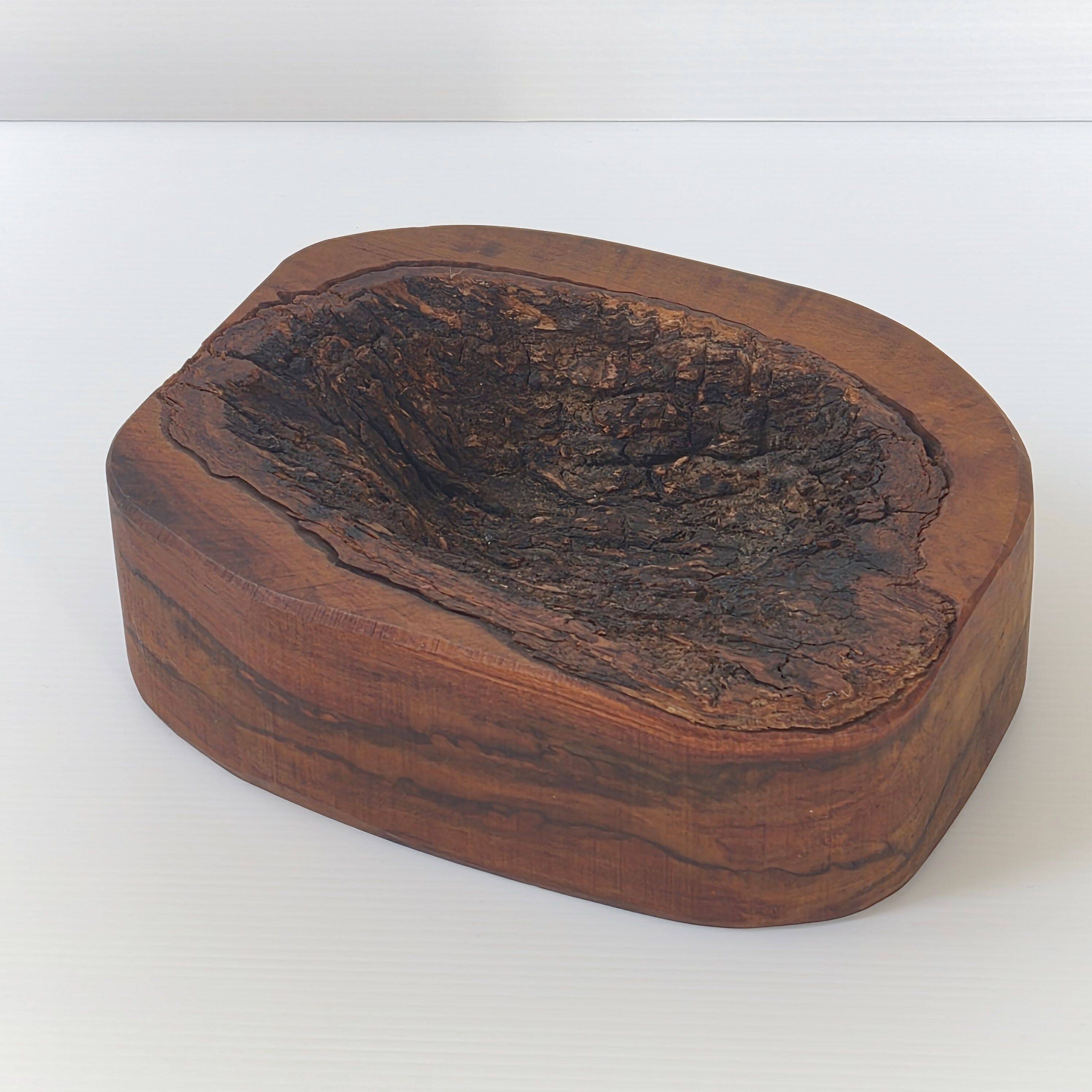 Brutalist wood and bark tray 1970