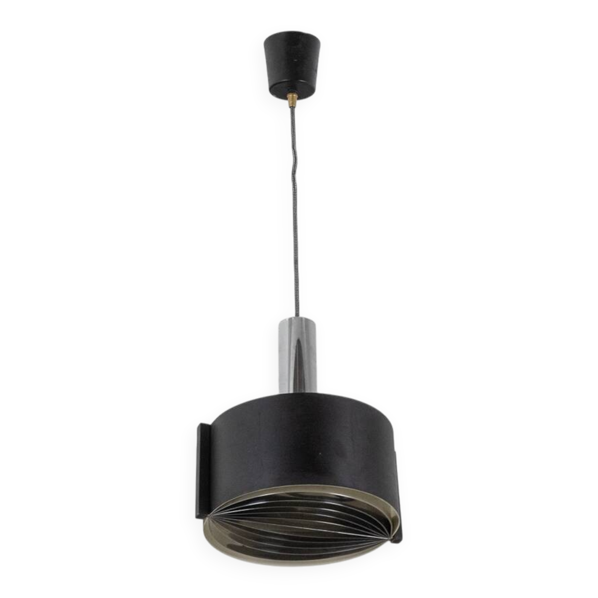 Black lacquered and chrome metal suspension. 1960s.