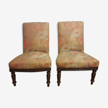 Pair of armchairs, fabric kilim