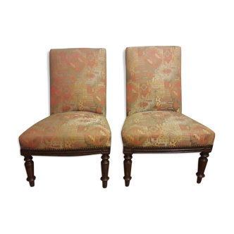 Pair of armchairs, fabric kilim