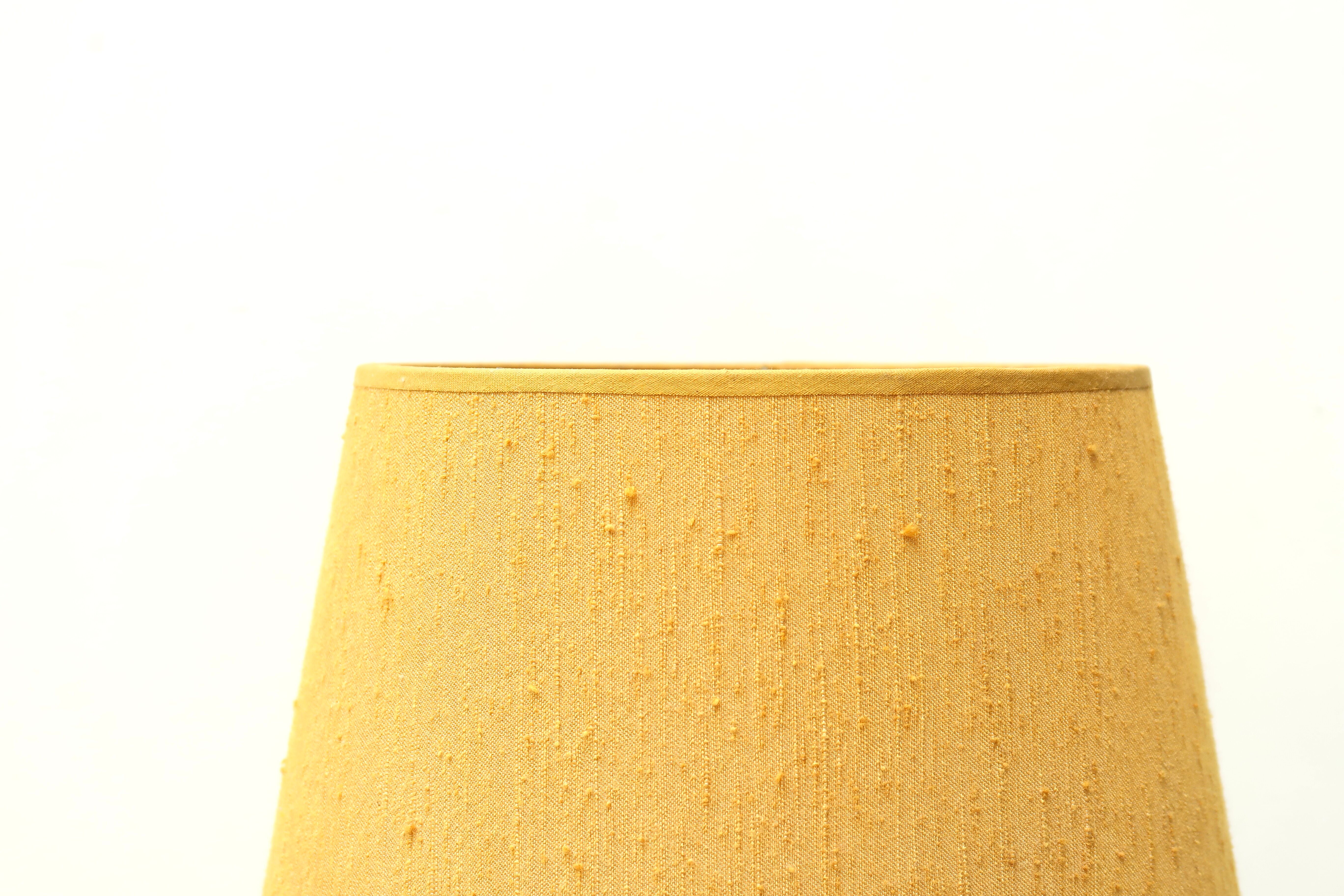 Ceramic lamp, yellow lampshade, 70s