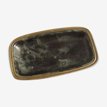 Dark green rectangular bronze dish