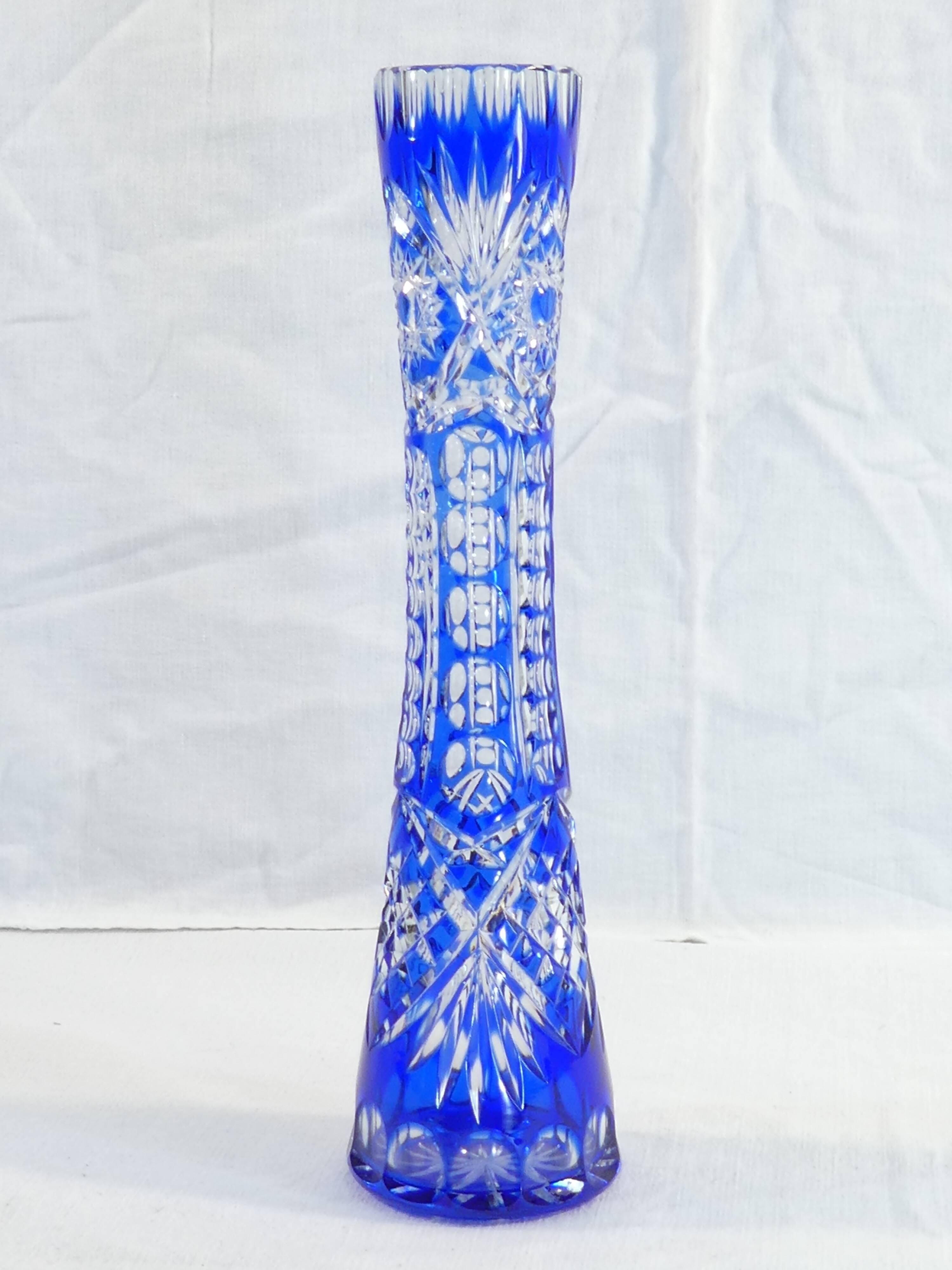 Crystal blue crystal vase from