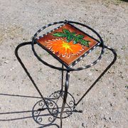 Sellette/ porte plante vintage avec faïence Vallauris