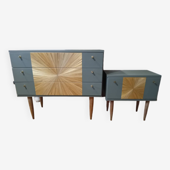 60s chest of drawers and bedside set