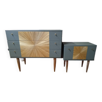 60s chest of drawers and bedside set