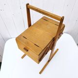 Old wooden folding sewing box