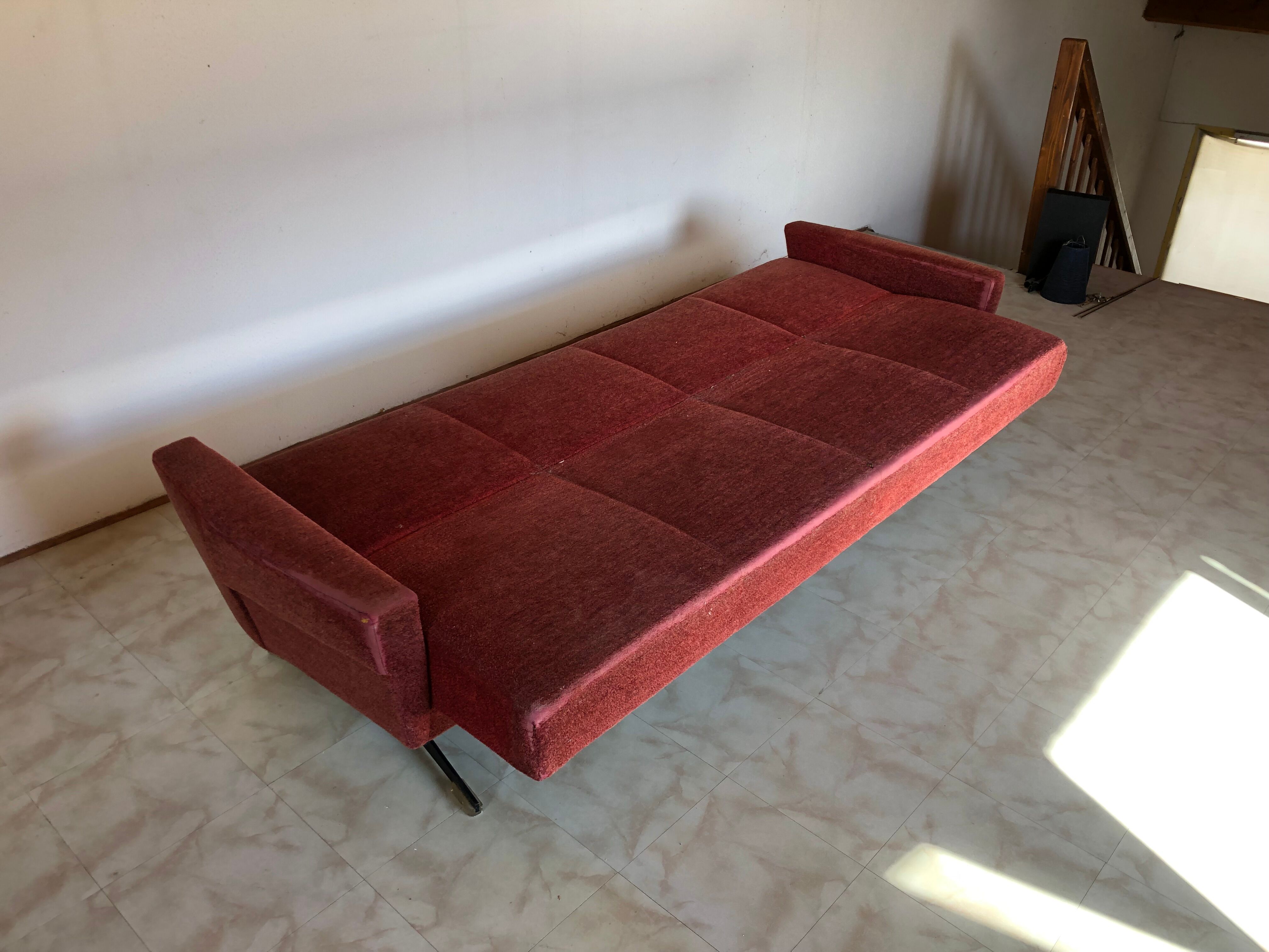 60s red velvet sofa