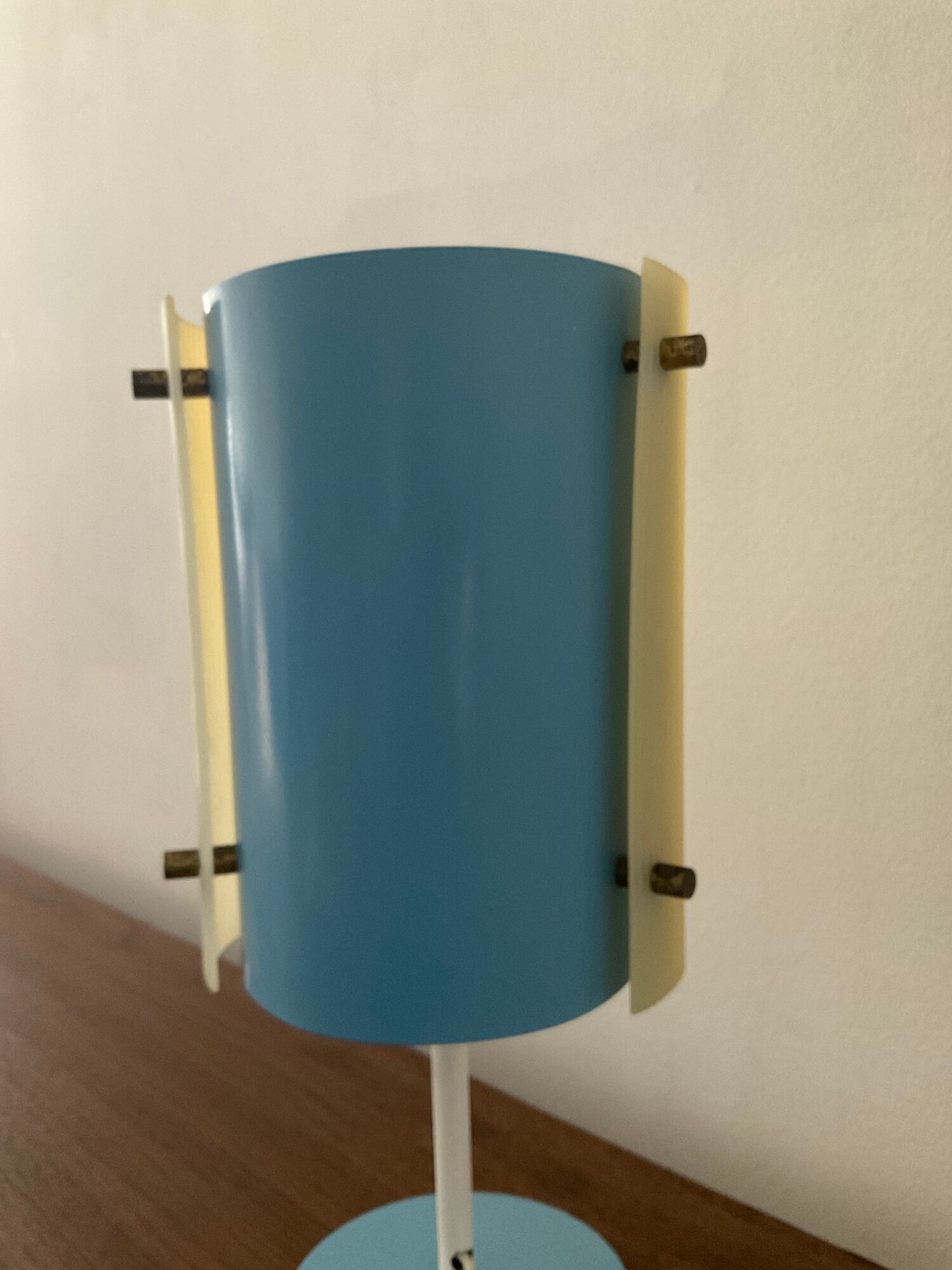 Vintage lamp 50s-60s metal sky blue and plexiglass