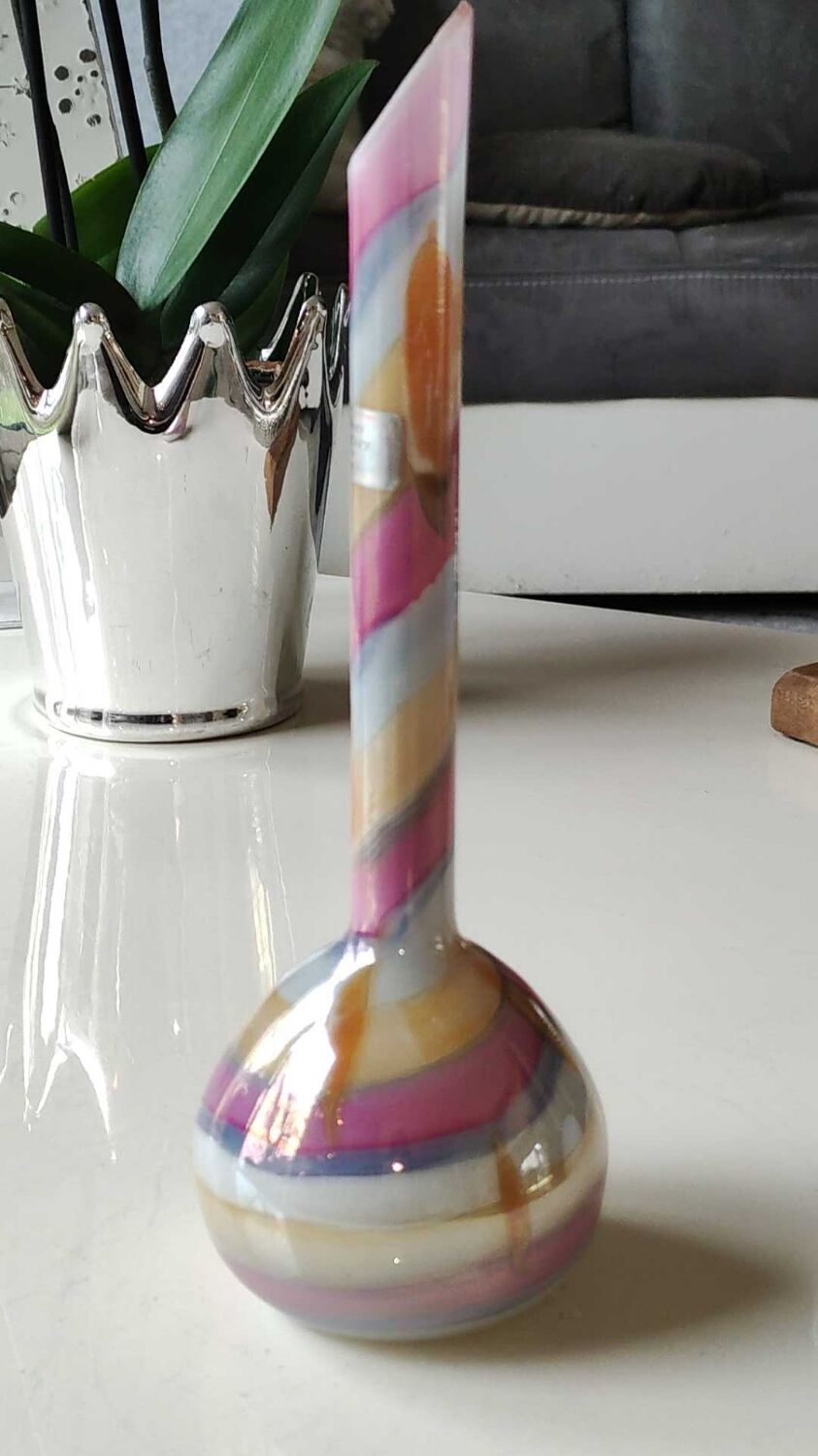 Vase ball glass of blown Art, Murano, ribbon strips