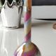 Vase ball glass of blown Art, Murano, ribbon strips
