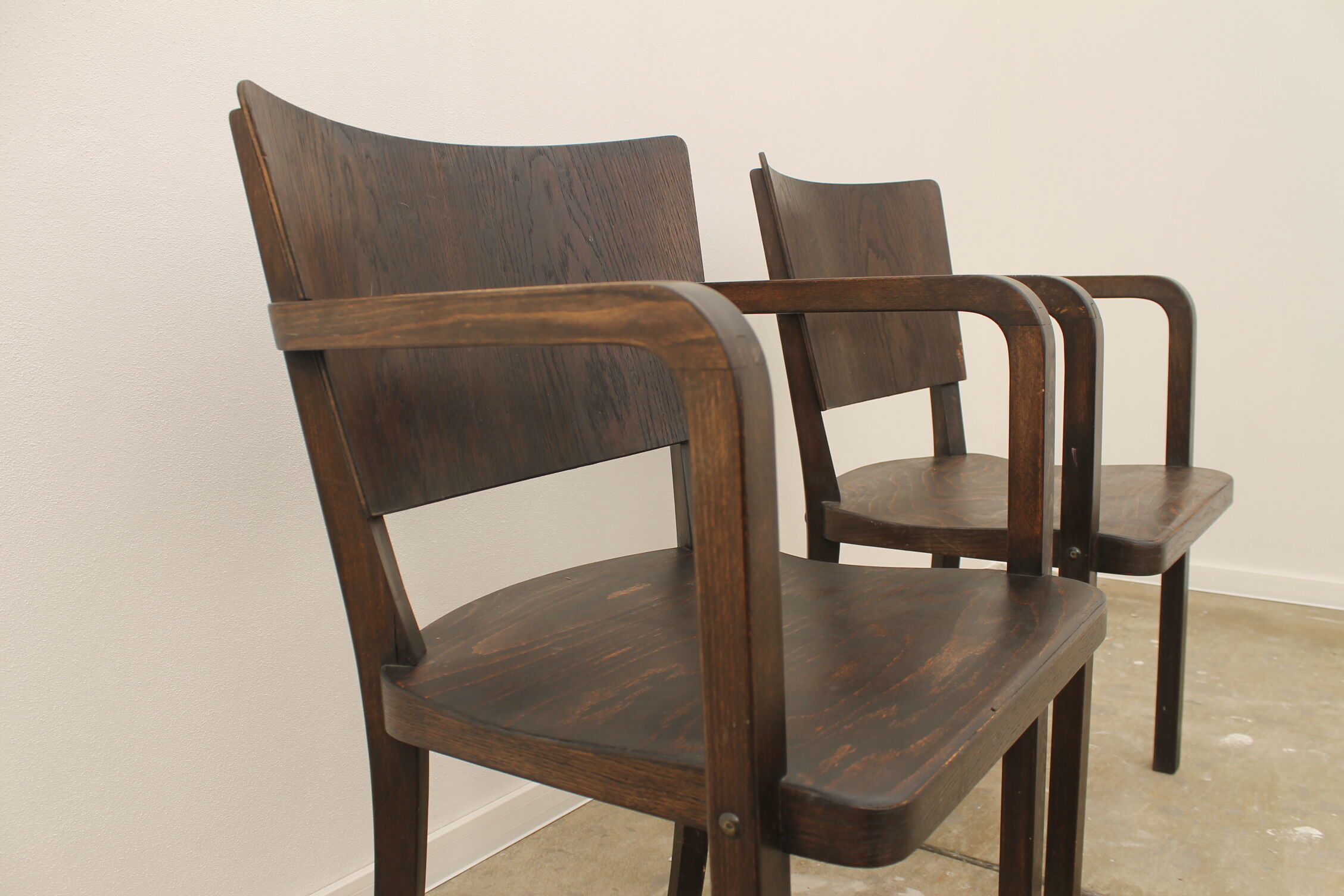 Bentwood writing desk armchairs, 1950s, Czechoslovakia