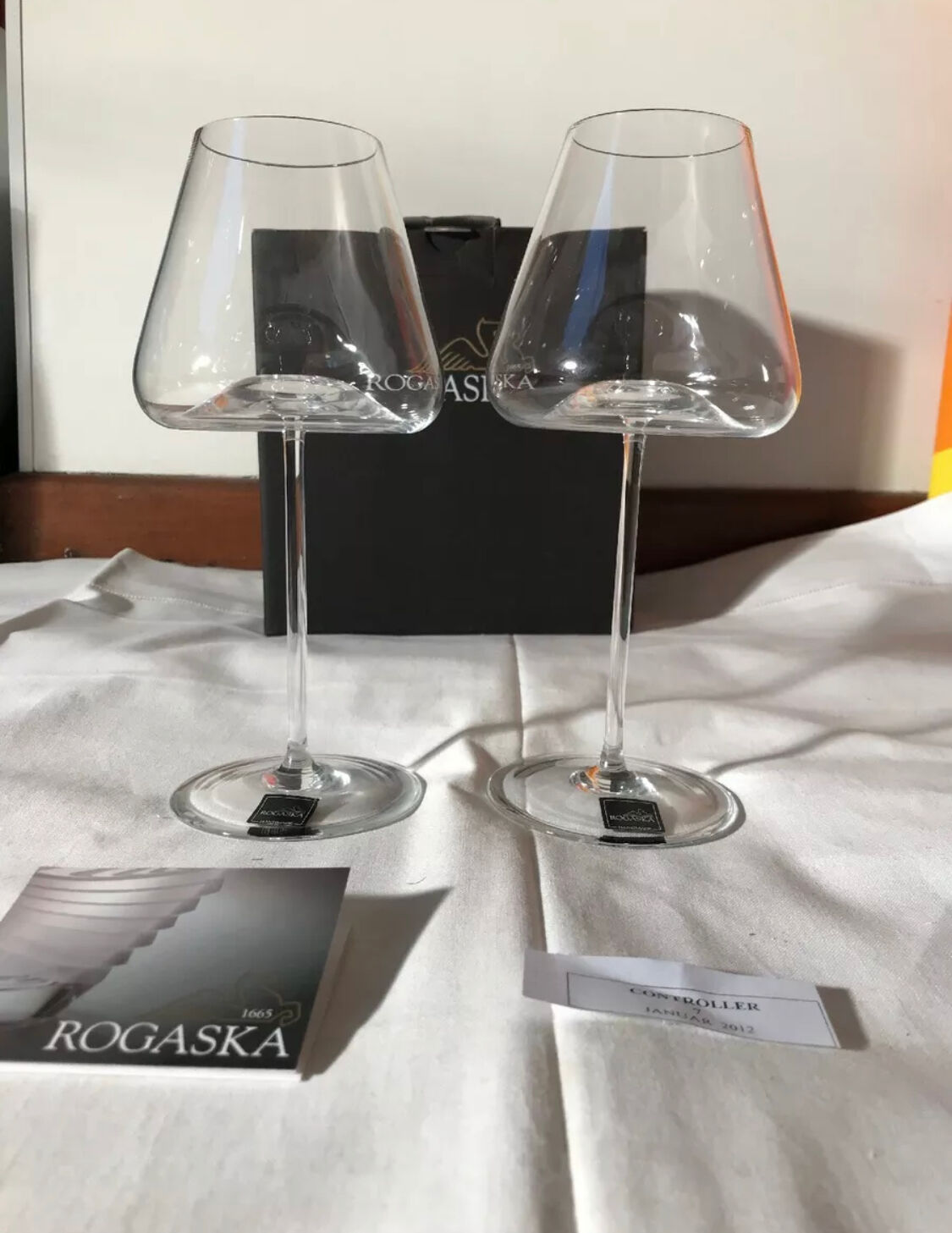 2 glasses a vin rogaska very original shape crystal handmade model armonia
