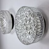 Duo of wall lamps peris andreu, cut glass, spain, 1970