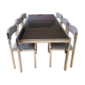 Table chrome et verre avec 6 chaises Milo Baughman 90x170cm-230cm