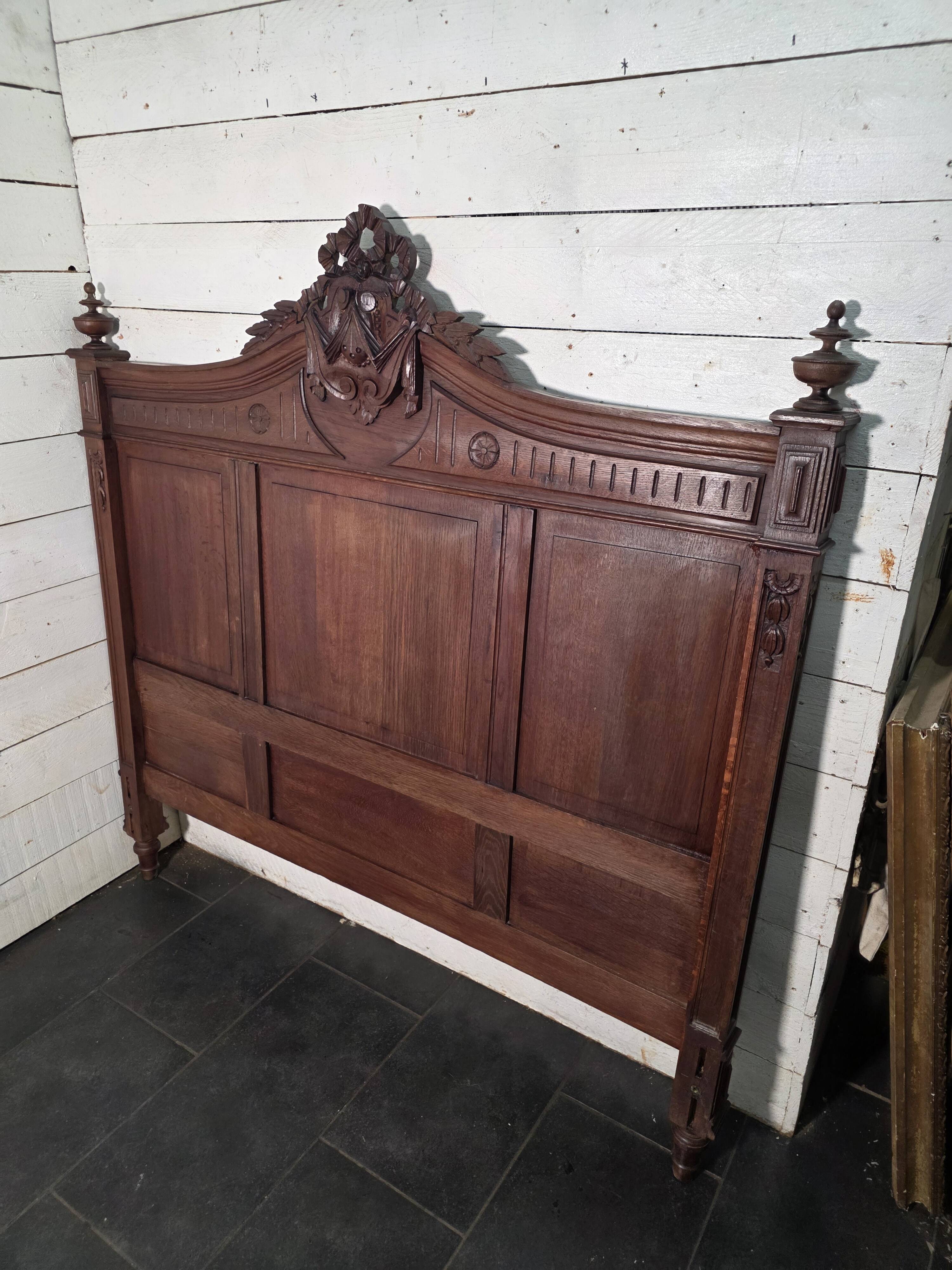 Antique solid oak headboard