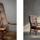 Vintage MidCentury Danish Beech&Leather High Armchair from Farstrup Møbler