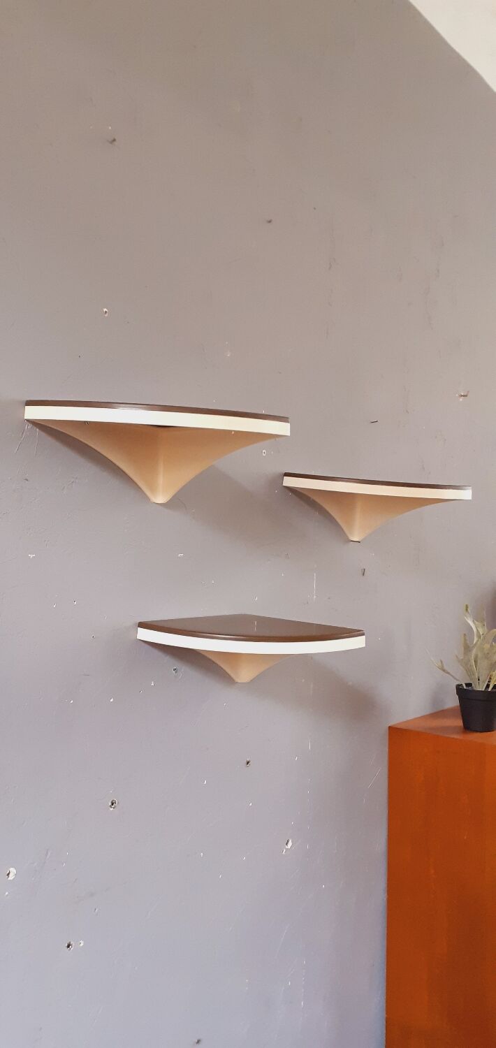Three vintage corner shelves 70s