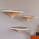 Three vintage corner shelves 70s