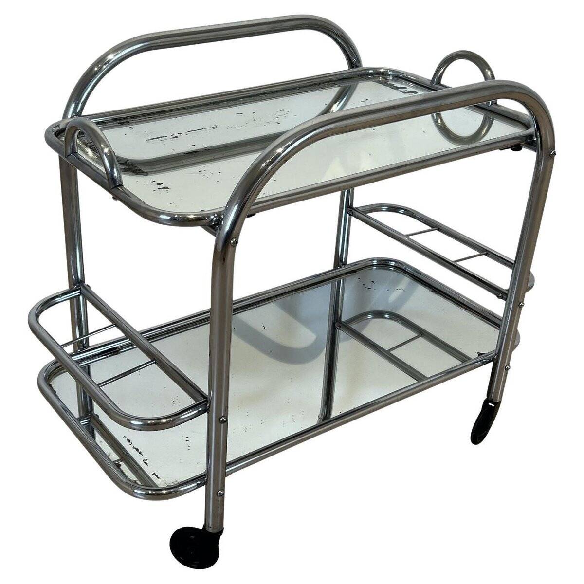 Art Deco Chromed Steel Bar Cart by Robert Mallet-Stevens, France, 1925