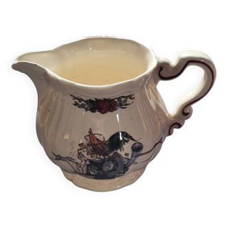 Ancien pot à lait en faïence Obernai u&c Sarreguemines décor Henri Loux