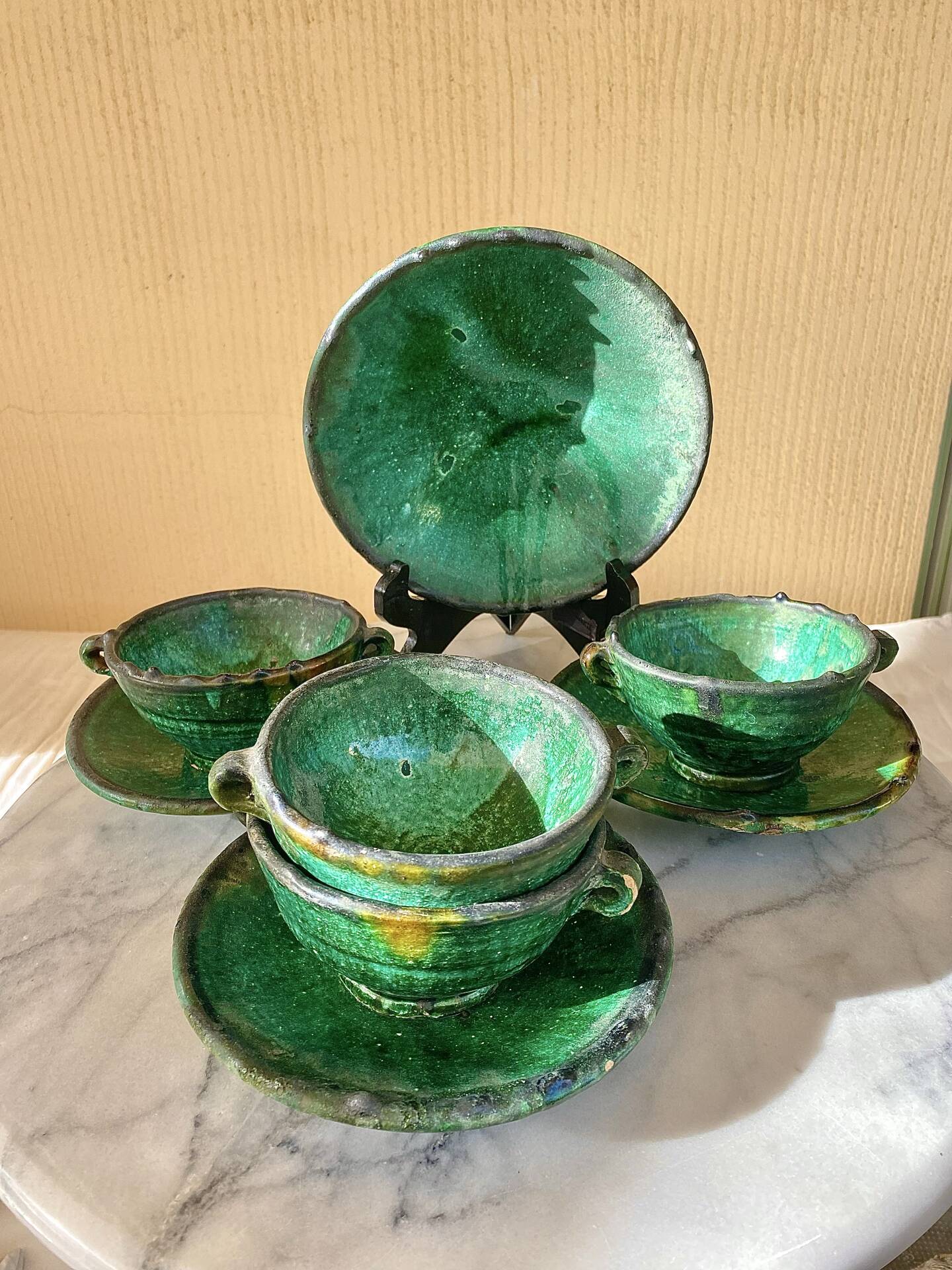 Ceramic set of cups and plates Tamegroute Morocco