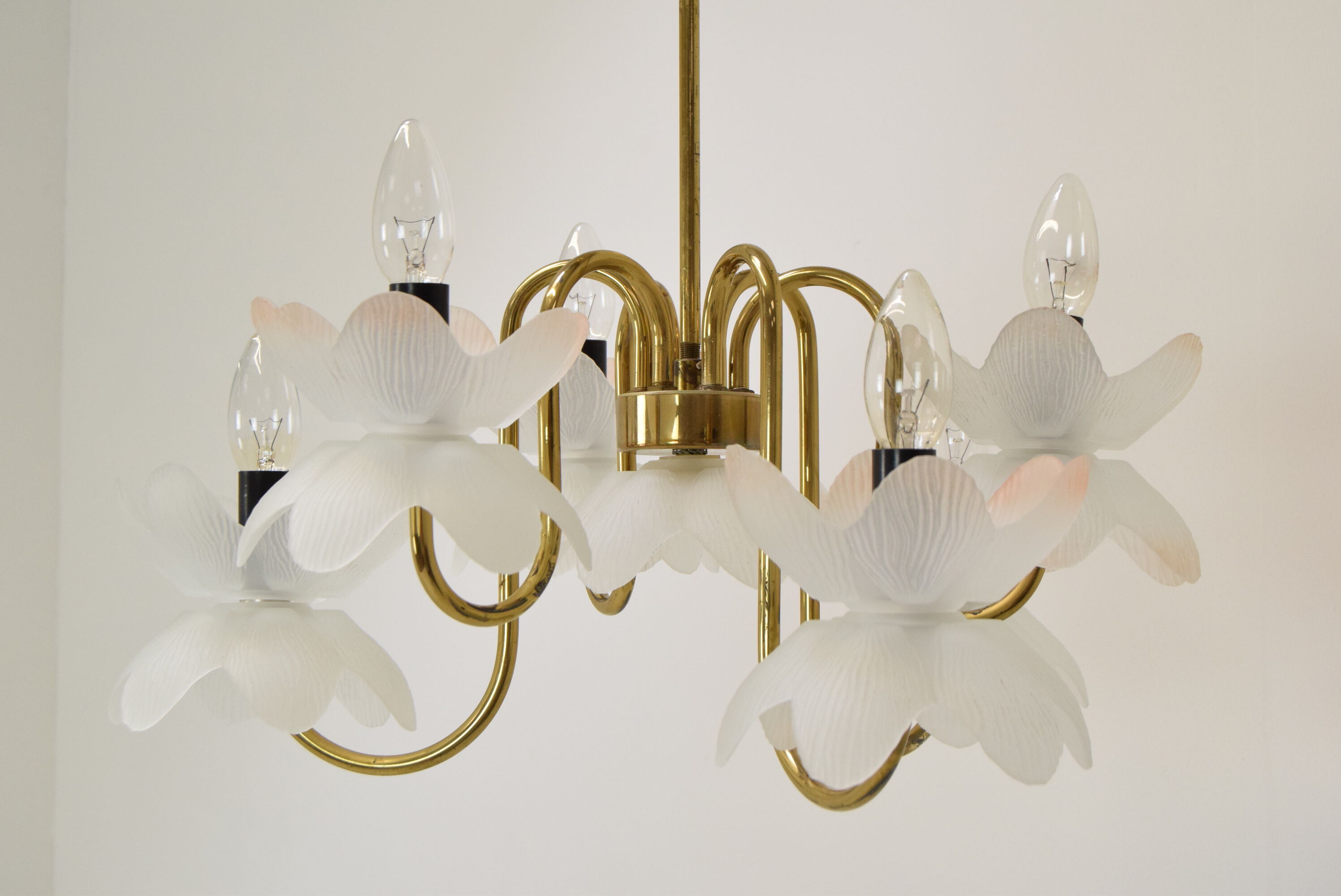 Mid-century Glass Chandelier,1970's.