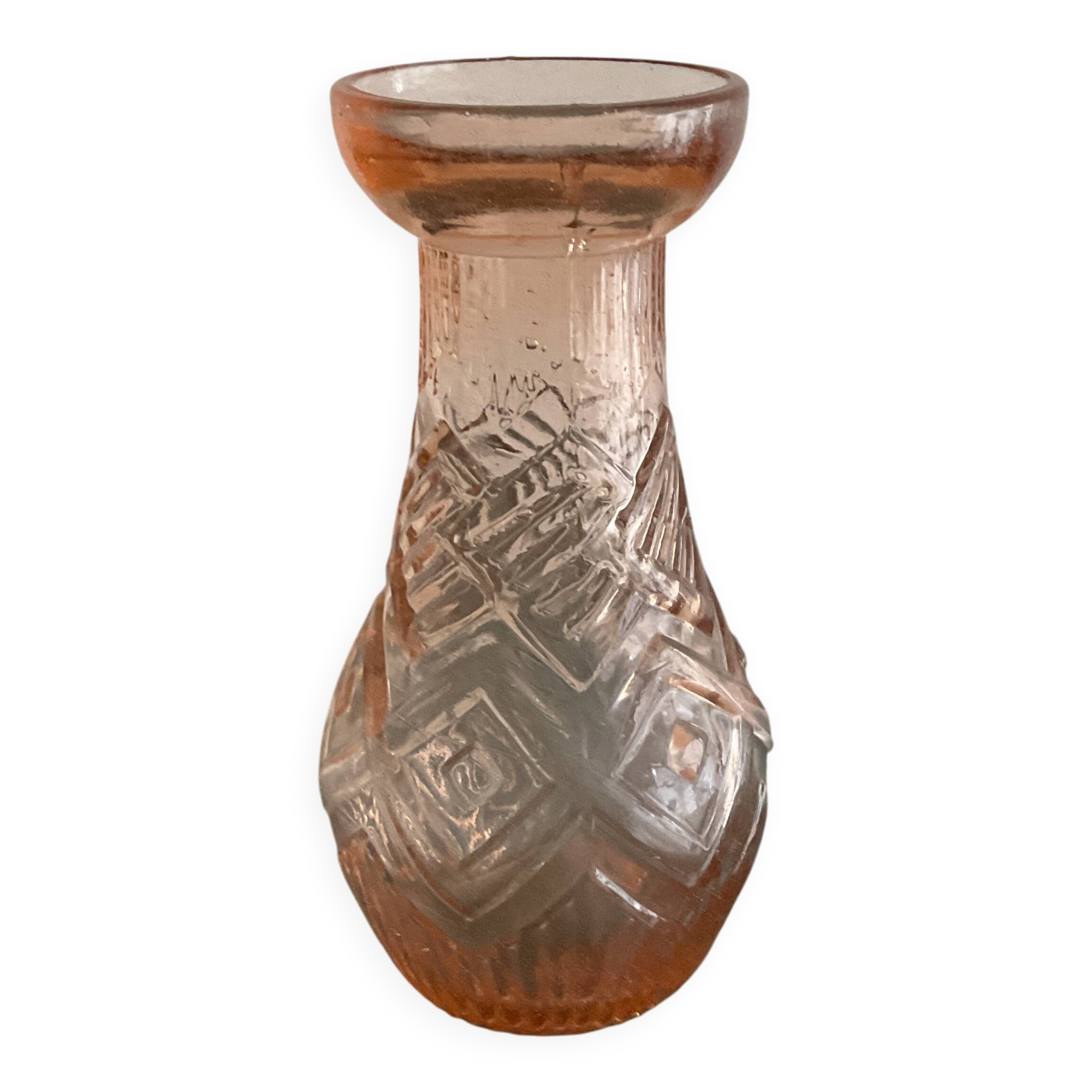 Rosaline hyacinth vase in moulded glass, Art Deco.
