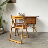 Louis Sognot rattan desk and its chair