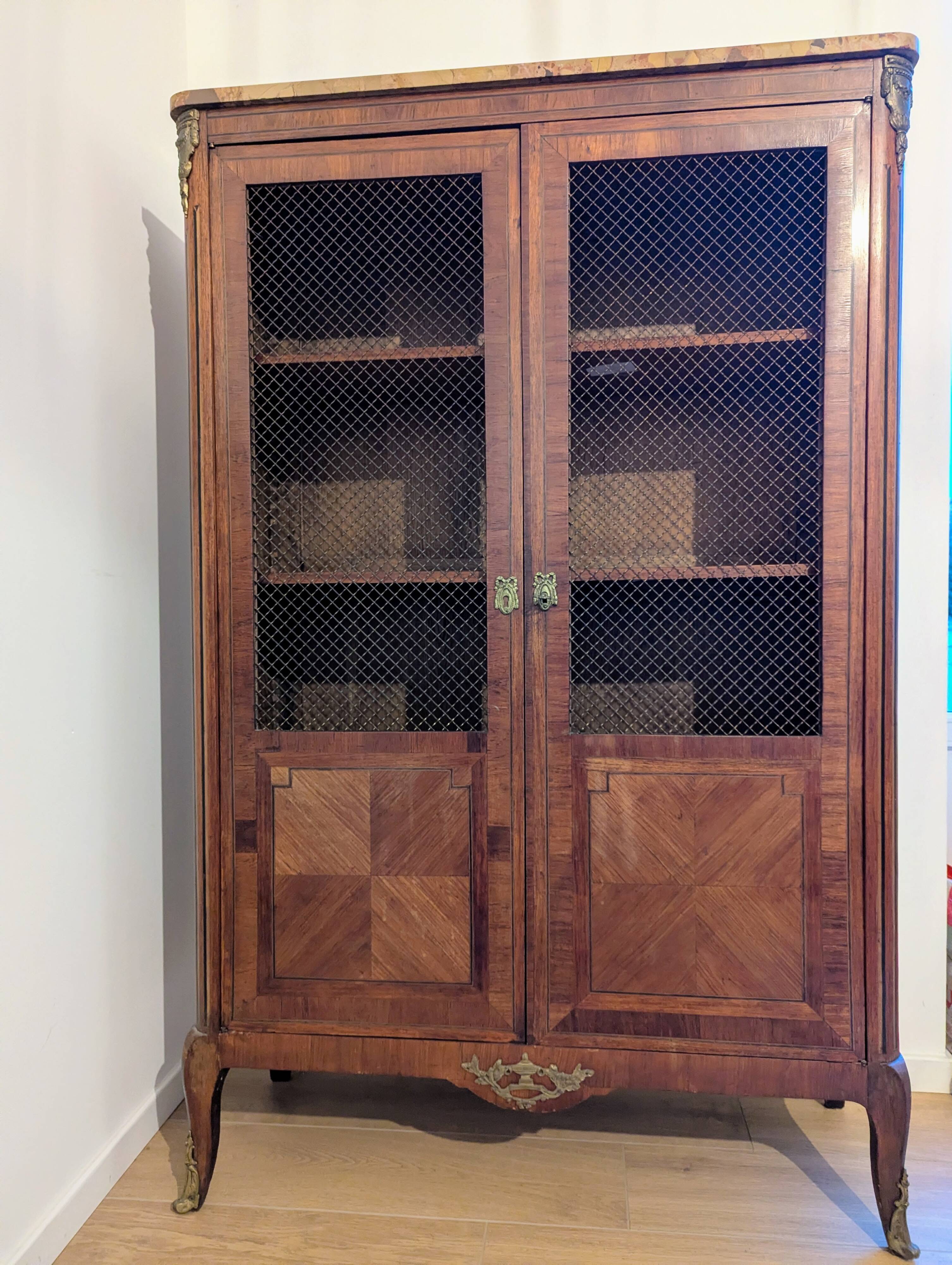 Marquetry library in Transition style Louis XV / Louis XVI