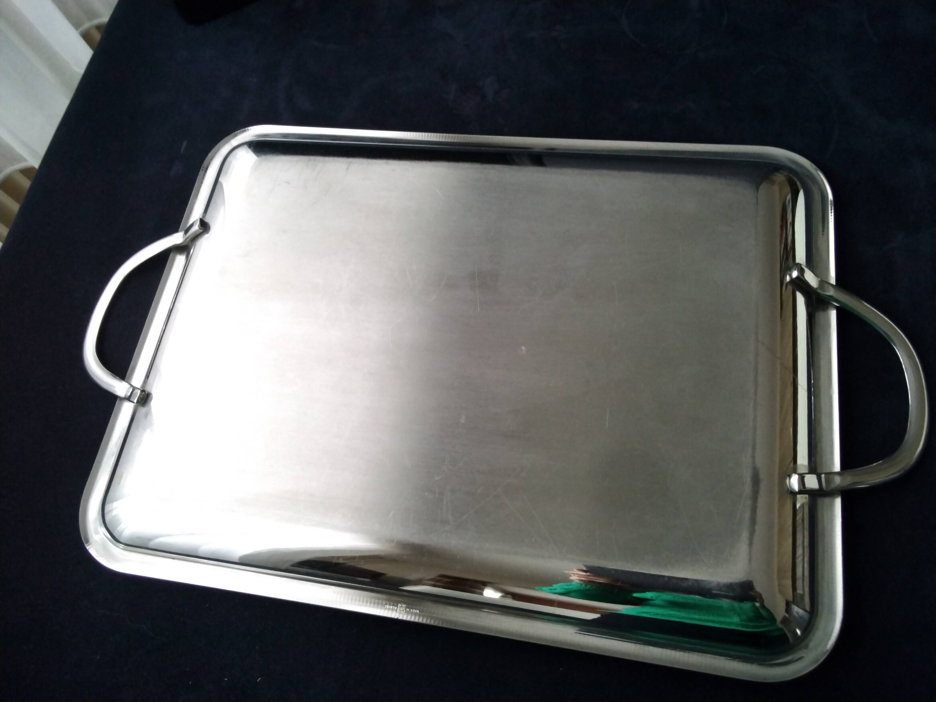 Stainless steel serving tray 39.5 x 30 cm
