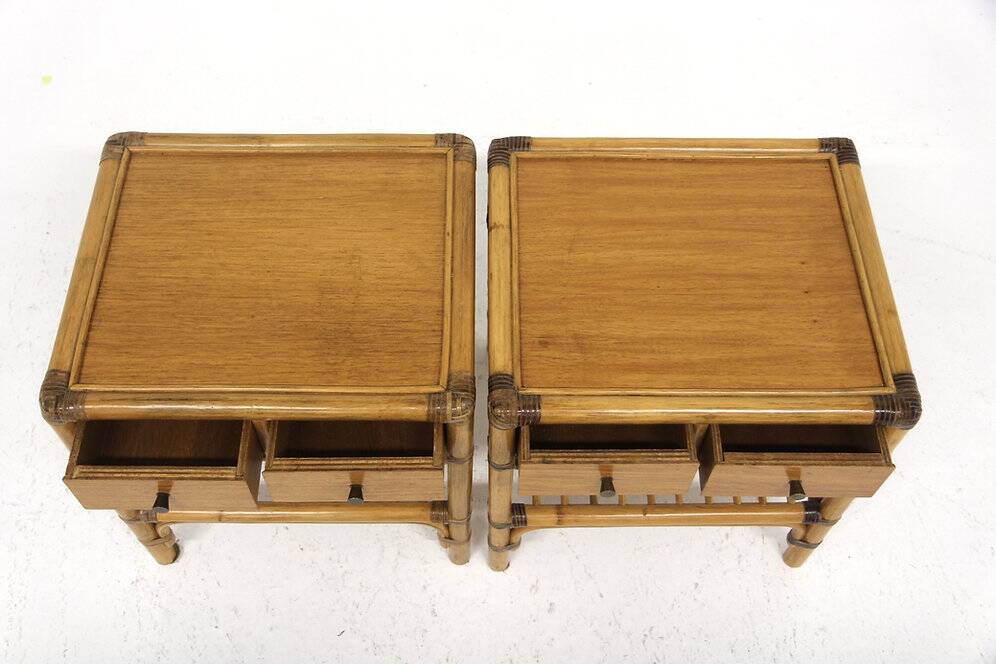 Set of two rattan bedside tables, Kenneth Bergenblad, Dux, Sweden, 1960