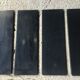 Black and gold metal string shelf set with vinyl holder - vintage 1960