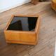 black leather and glass coffee table, vintage design