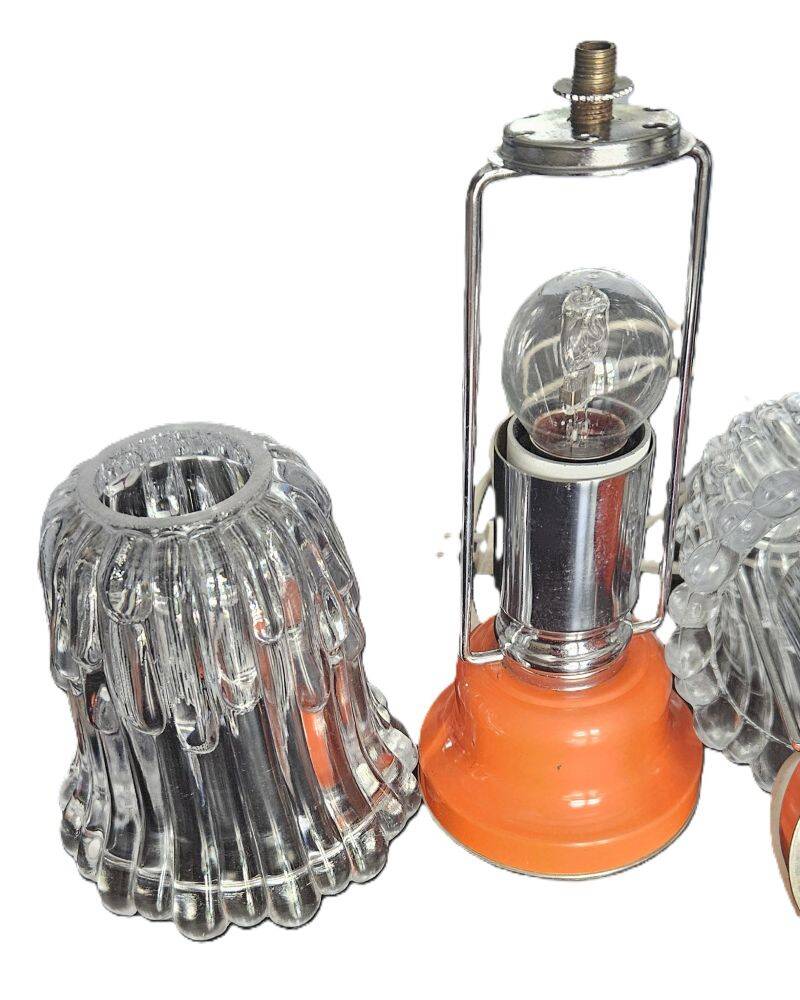 Pair of Vintage 70's Orange Mushroom Lamps