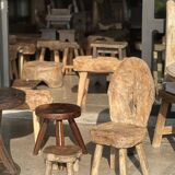 Mini low stool in upcycled old Asian teak H15 D24