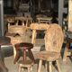 Mini low stool in upcycled old Asian teak H15 D24