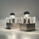 Lampes de chevet cubiques en métal et en verre, années 70